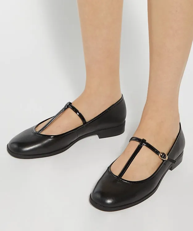 Women Dune London Flat Shoes Casual TBar Ballet Flats Black