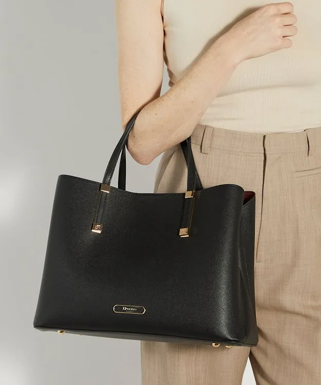 Women Dune London Handbags Branded Hardware Tote Bag Black