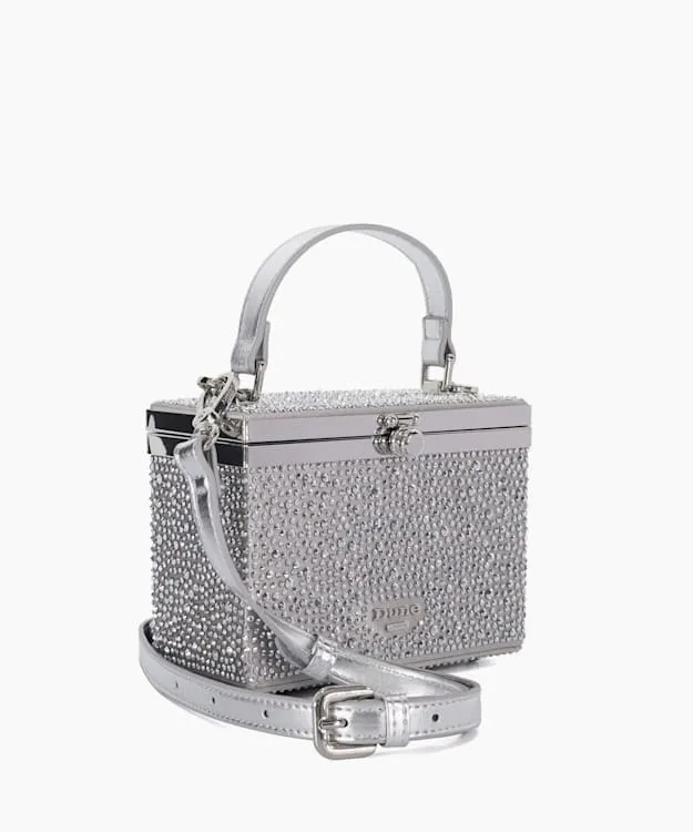 Women Dune London Handbags Diamante Detail Grab Handle Clutch Bag Metallic