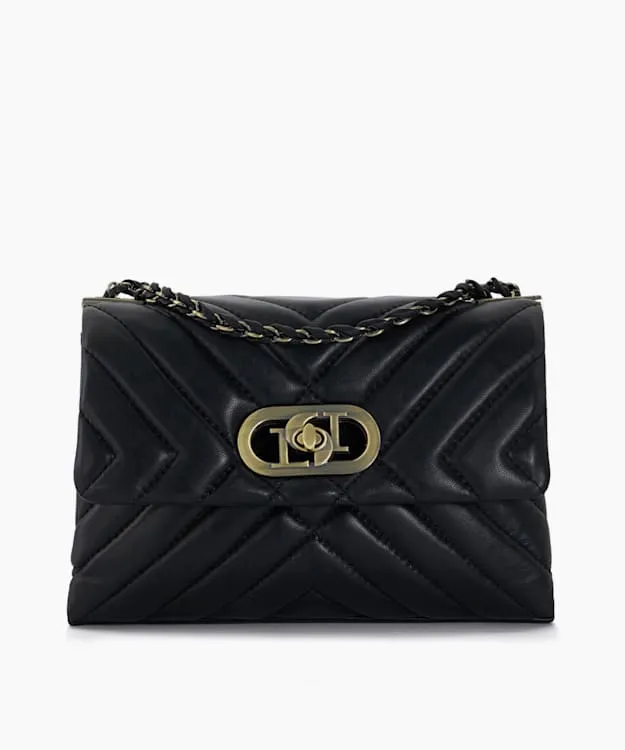 Women Dune London Handbags Quilted Leather Handbag Black Leather