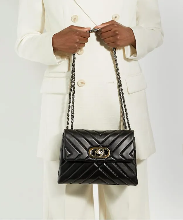Women Dune London Handbags Quilted Leather Handbag Black Leather