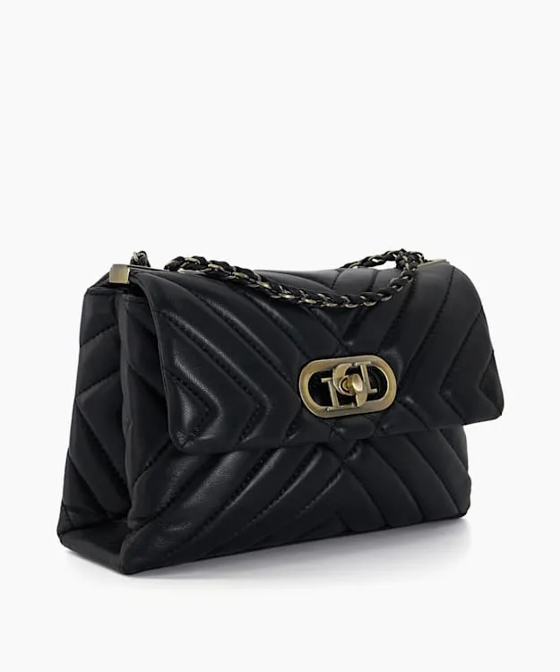 Women Dune London Handbags Quilted Leather Handbag Black Leather