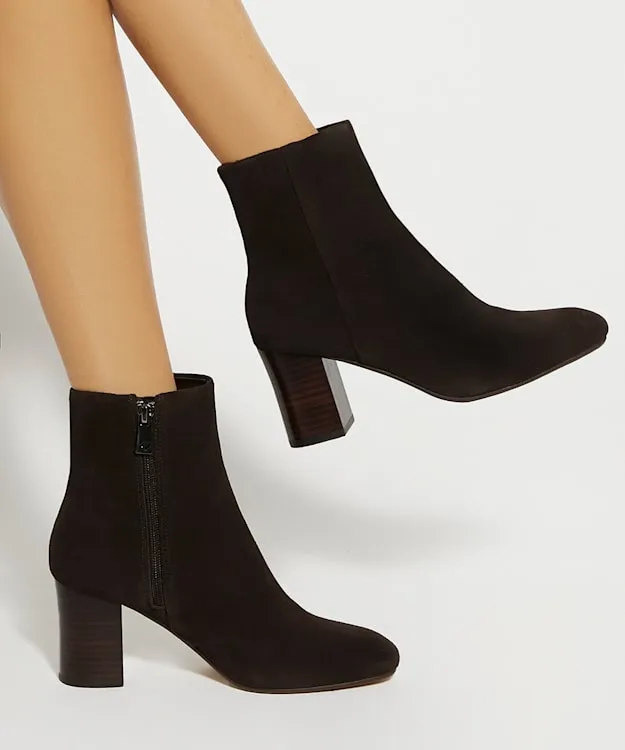 Women Dune London Heeled Boots Block Heel Ankle Boots Brown