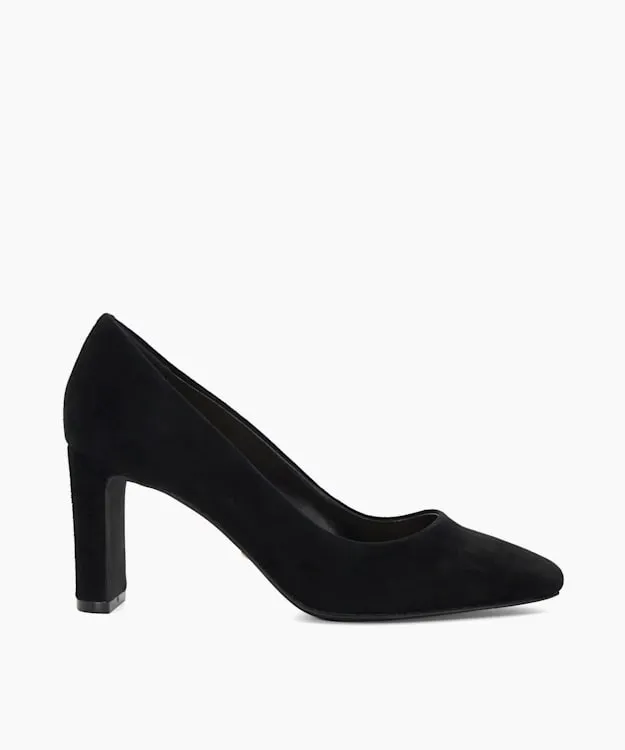 Women Dune London Heels High Block Heel Court Shoes Black