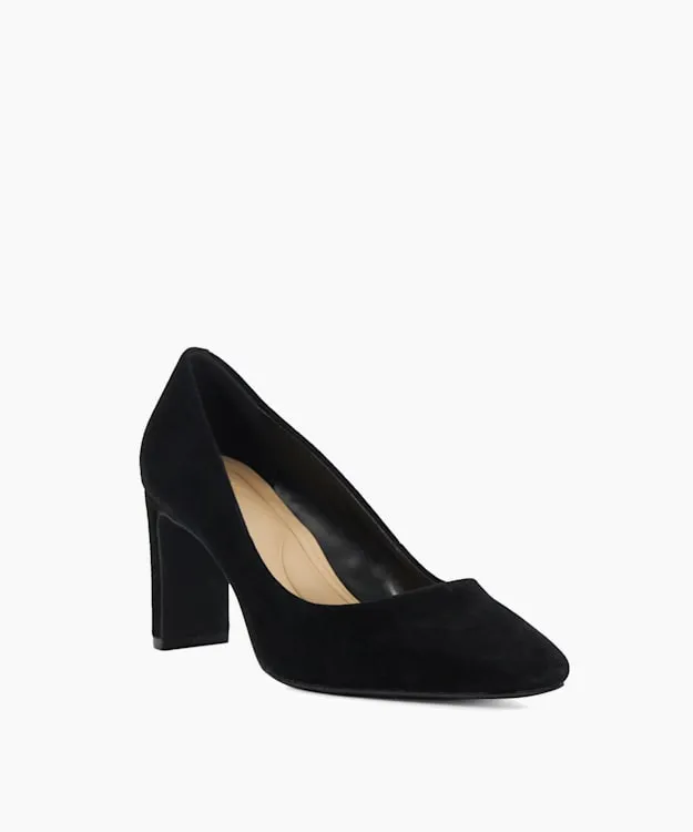 Women Dune London Heels High Block Heel Court Shoes Black
