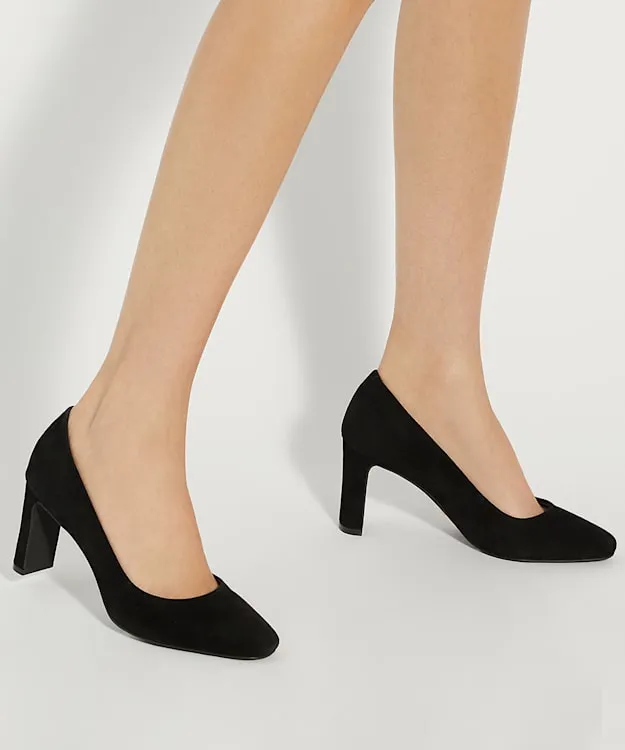 Women Dune London Heels High Block Heel Court Shoes Black