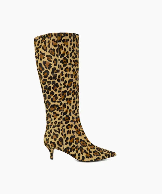 Women Dune London Knee High Boots KittenHeeled KneeHigh Boots Animal