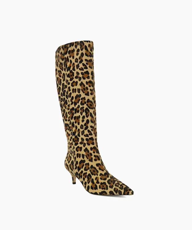 Women Dune London Knee High Boots KittenHeeled KneeHigh Boots Animal