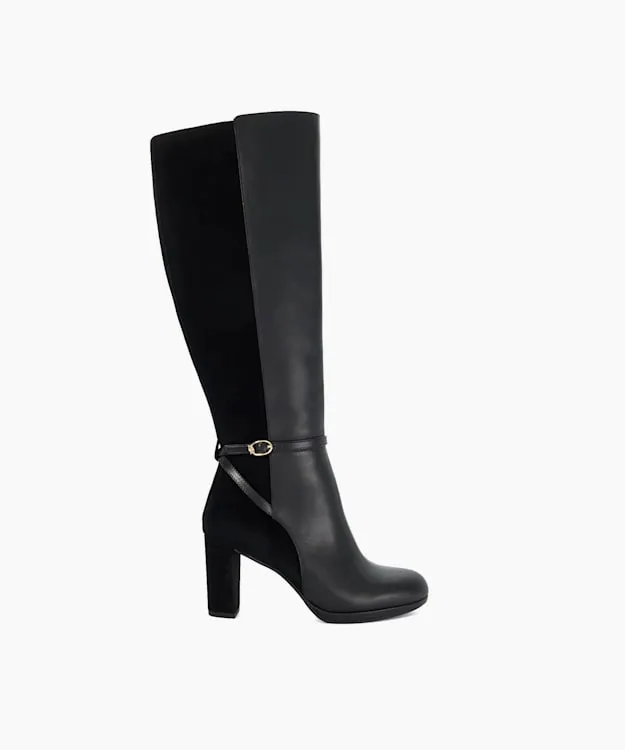 Women Dune London Knee High Boots Knee High Block Heel Boots Black