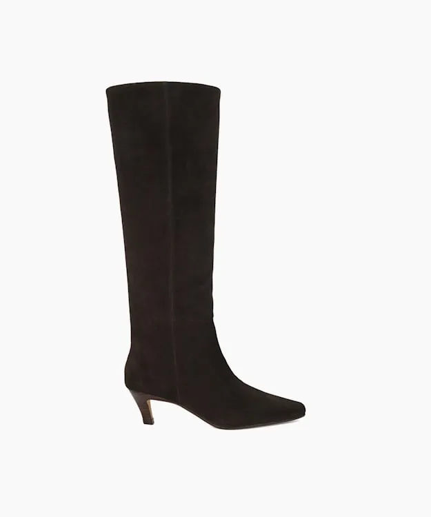 Women Dune London Knee High Boots Knee High Low Heel Boots Brown