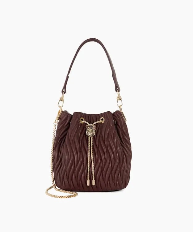Women Dune London Leather Bags Dune Bug Embellished Bucket Bag Red