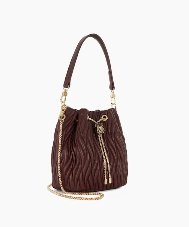 Women Dune London Leather Bags Dune Bug Embellished Bucket Bag Red