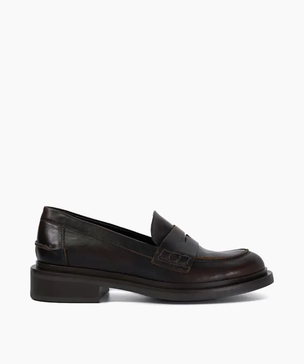 Women Dune London Loafers Leather Penny Loafers Brown