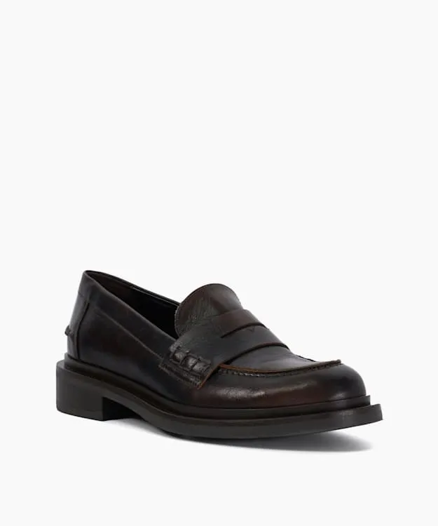 Women Dune London Loafers Leather Penny Loafers Brown