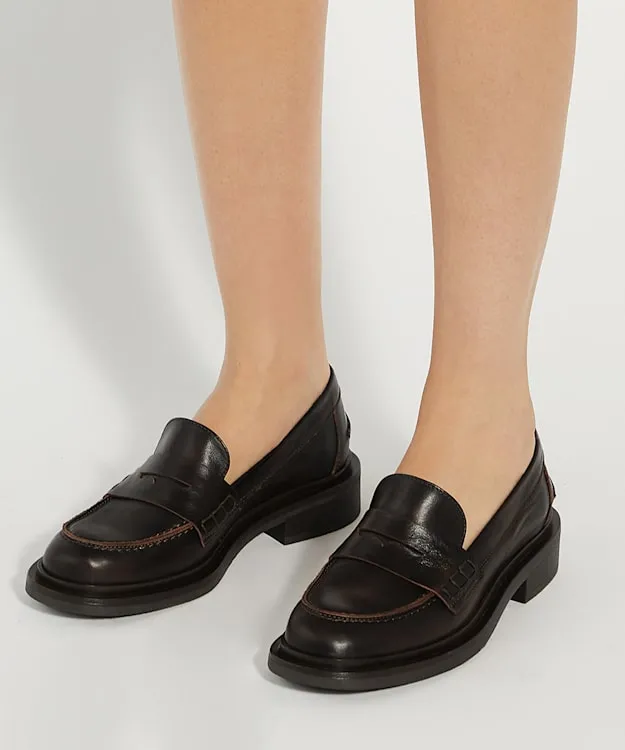 Women Dune London Loafers Leather Penny Loafers Brown