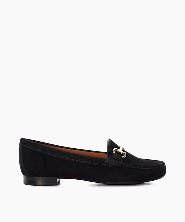 Women Dune London Loafers Suede Snaffle Trim Loafers Black