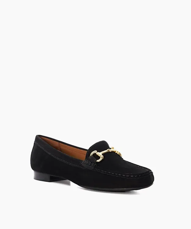 Women Dune London Loafers Suede Snaffle Trim Loafers Black