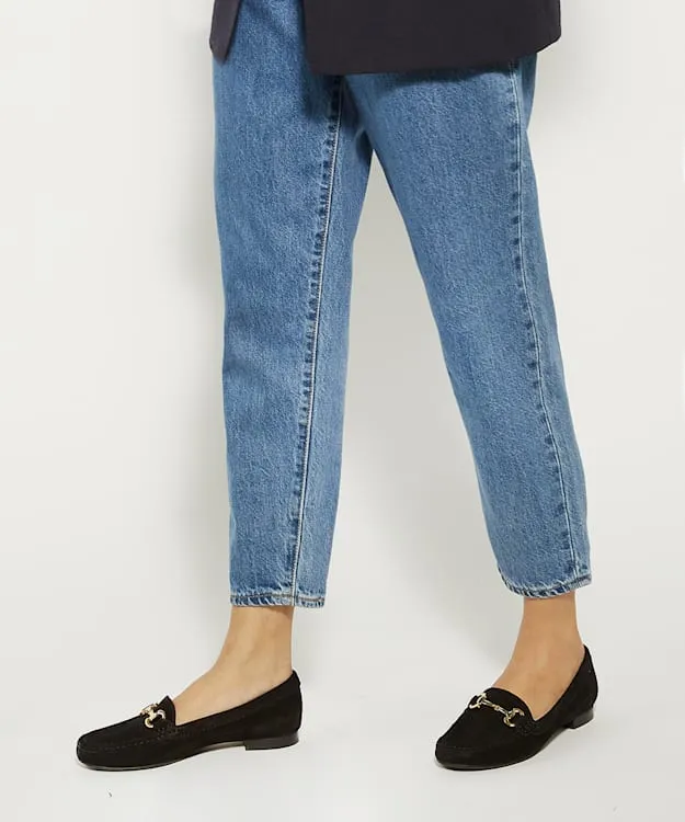 Women Dune London Loafers Suede Snaffle Trim Loafers Black