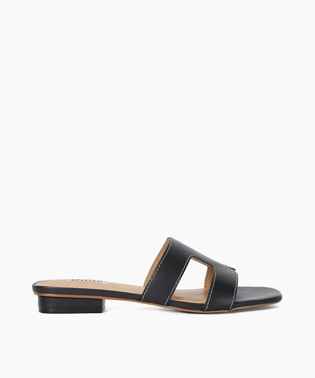 Women Dune London Loupe Sandals Smart Slider Sandals Black Leather