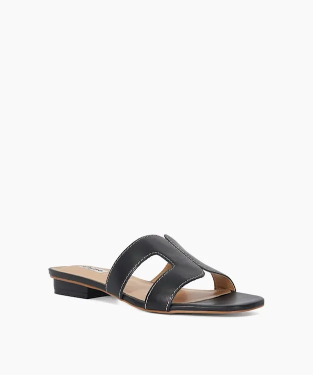 Women Dune London Loupe Sandals Smart Slider Sandals Black Leather