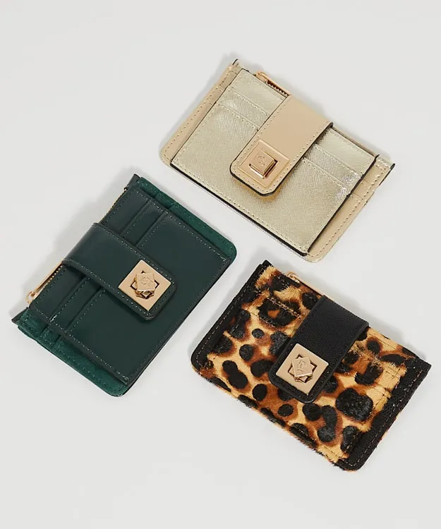 Women Dune London Purses Turn Lock Cardholder Wallet Green