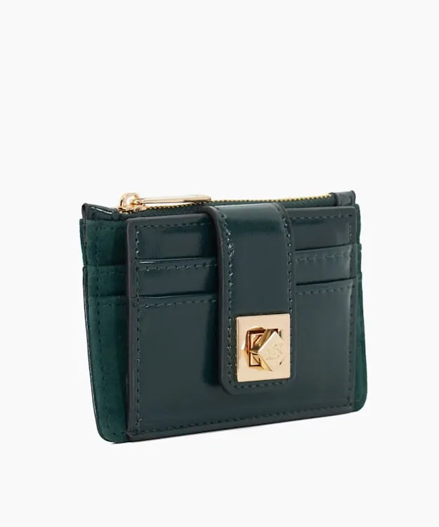 Women Dune London Purses Turn Lock Cardholder Wallet Green