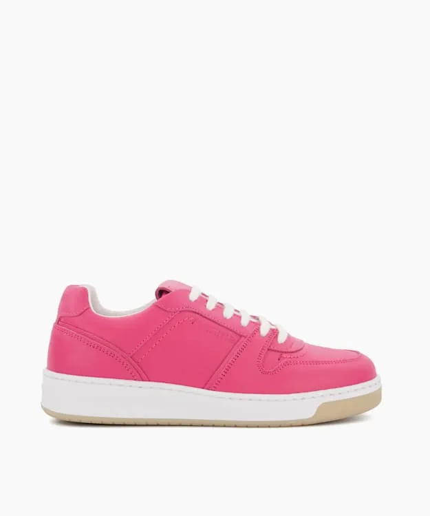 Women Dune London Trainers Sustainable Leather LaceUp Trainers Pink Leather