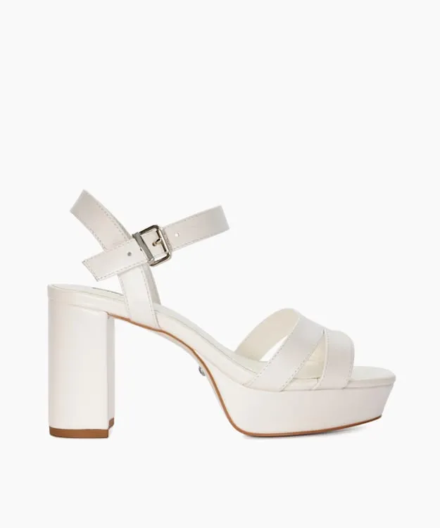 Women Dune London Wedding Shoes Leather Platform Wedding Heels White