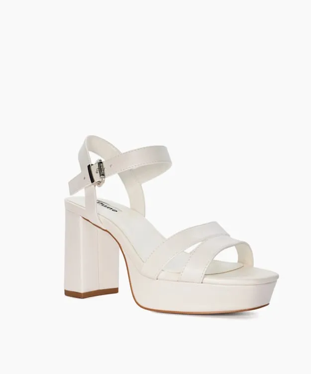 Women Dune London Wedding Shoes Leather Platform Wedding Heels White
