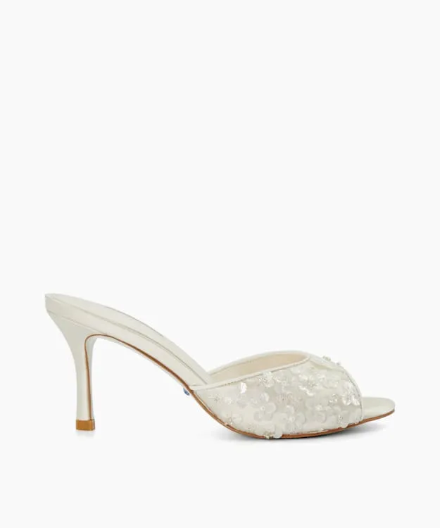 Women Dune London Wedding Shoes Sequined Embellished Wedding Mules White