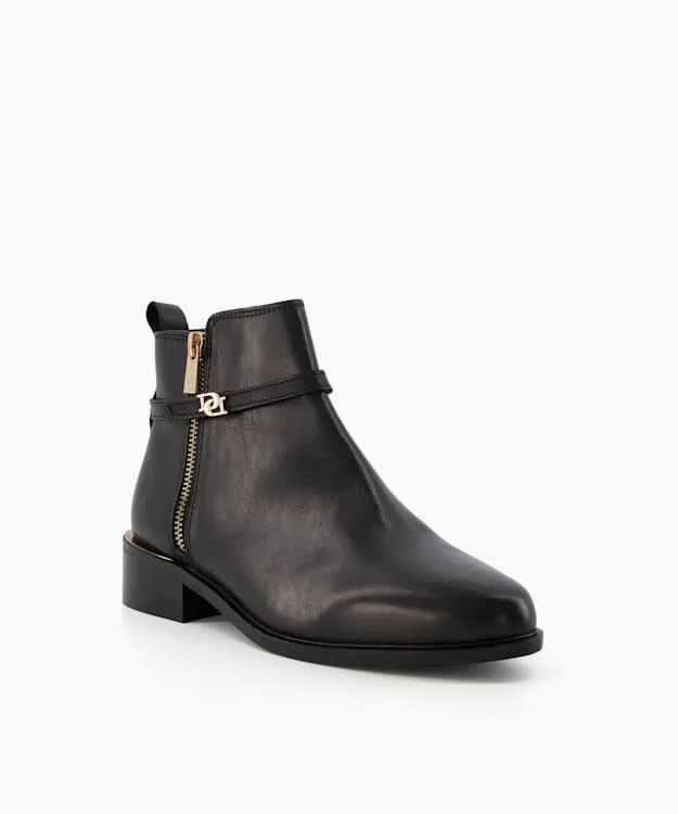 Women Dune London Wide Fit Boots Wide Fit ZipDetail Ankle Boots Black
