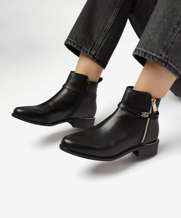 Women Dune London Wide Fit Boots Wide Fit ZipDetail Ankle Boots Black