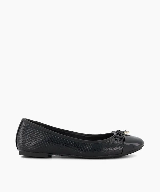 Women Dune London Wide Fit Shoes Wide Fit CharmDetail Ballet Shoes Black