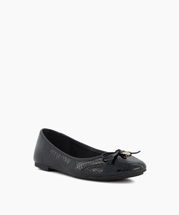 Women Dune London Wide Fit Shoes Wide Fit CharmDetail Ballet Shoes Black