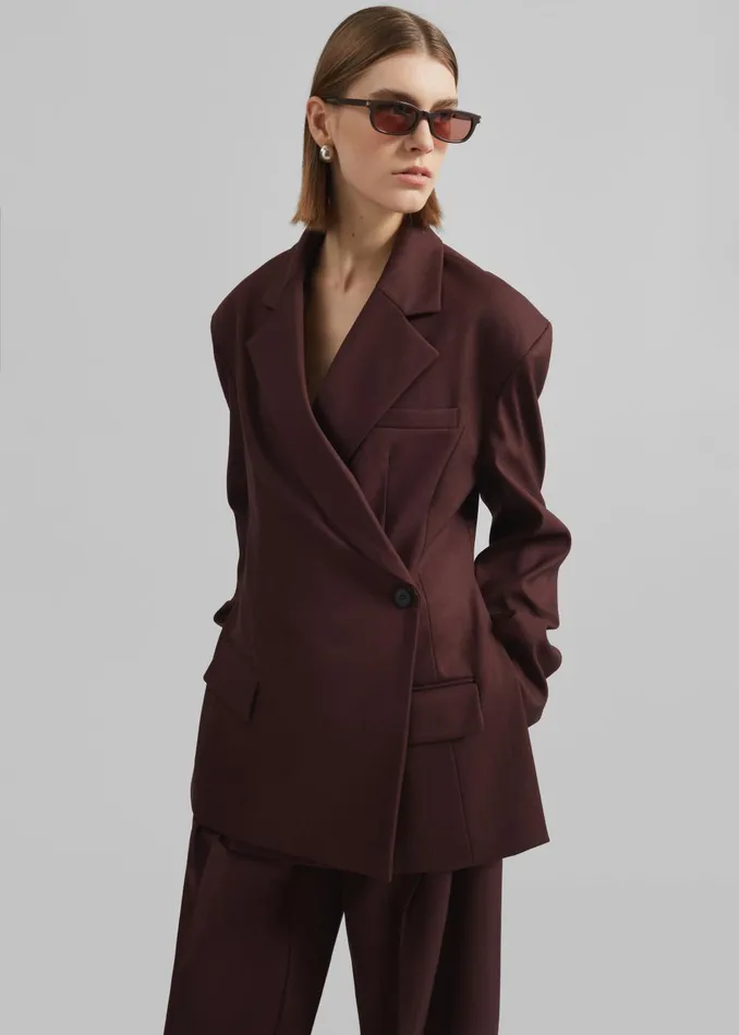 Women Durham Crossover Blazer 8211 Burgundy The Frankie Shop Outerwear