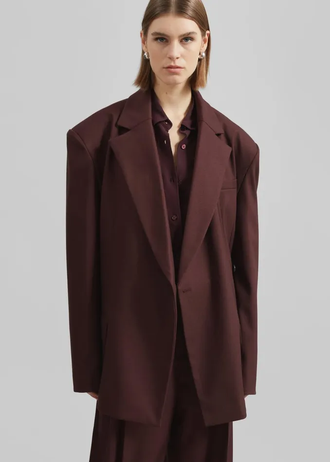 Women Durham Crossover Blazer 8211 Burgundy The Frankie Shop Outerwear