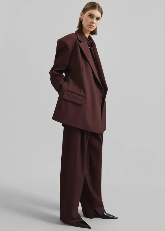 Women Durham Crossover Blazer 8211 Burgundy The Frankie Shop Outerwear