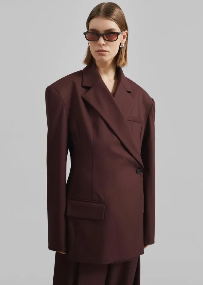 Women Durham Crossover Blazer 8211 Burgundy The Frankie Shop Outerwear