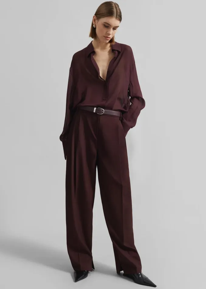 Women Durham Pleated Trousers 8211 Burgundy The Frankie Shop Bottoms