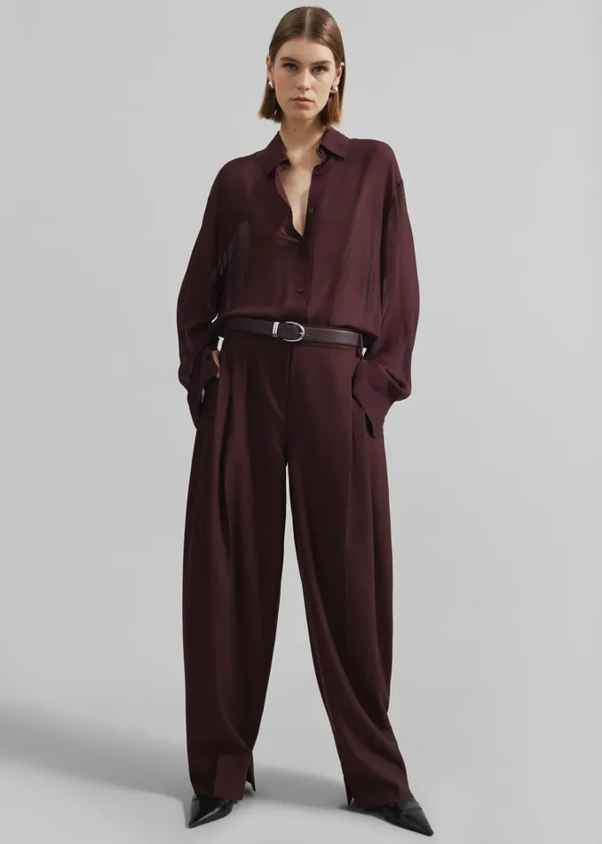 Women Durham Pleated Trousers 8211 Burgundy The Frankie Shop Bottoms
