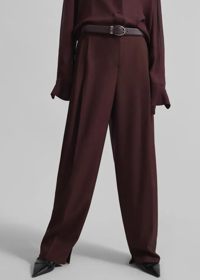Women Durham Pleated Trousers 8211 Burgundy The Frankie Shop Bottoms