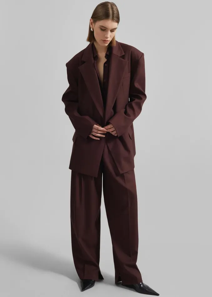 Women Durham Pleated Trousers 8211 Burgundy The Frankie Shop Bottoms