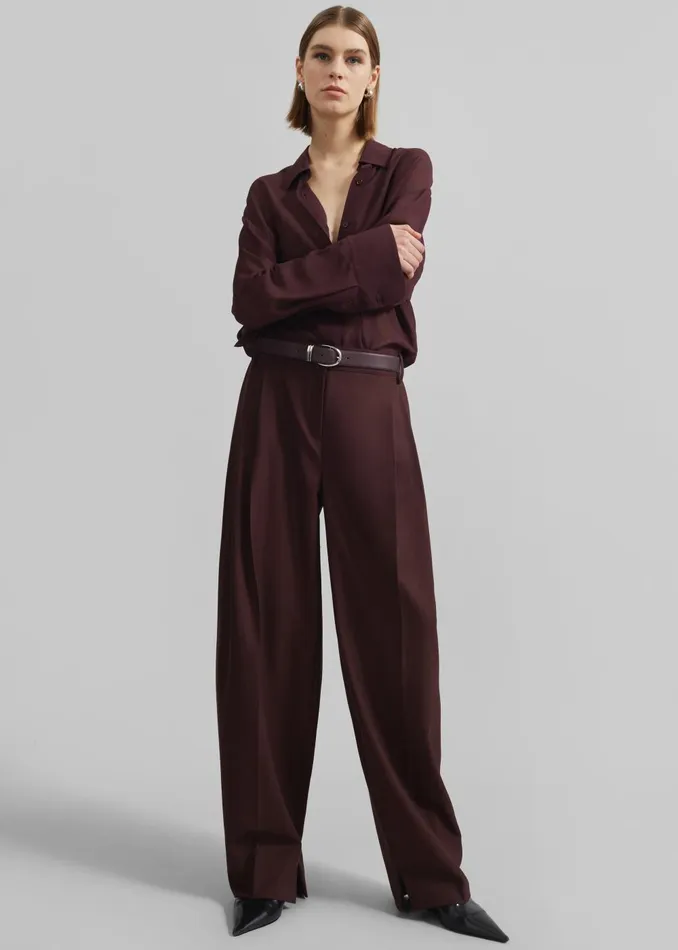 Women Durham Pleated Trousers 8211 Burgundy The Frankie Shop Bottoms