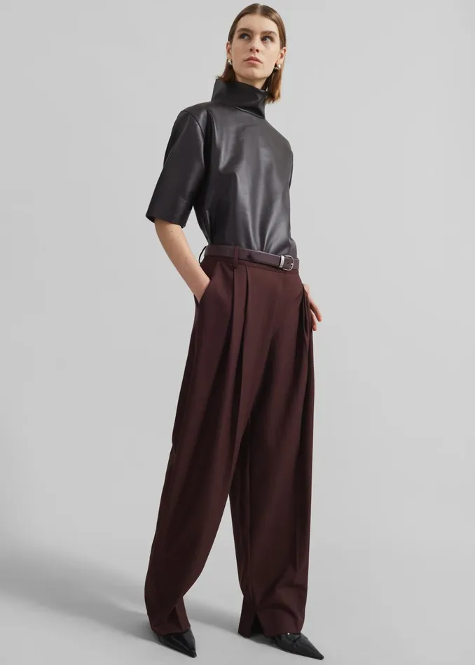 Women Durham Pleated Trousers 8211 Burgundy The Frankie Shop Bottoms