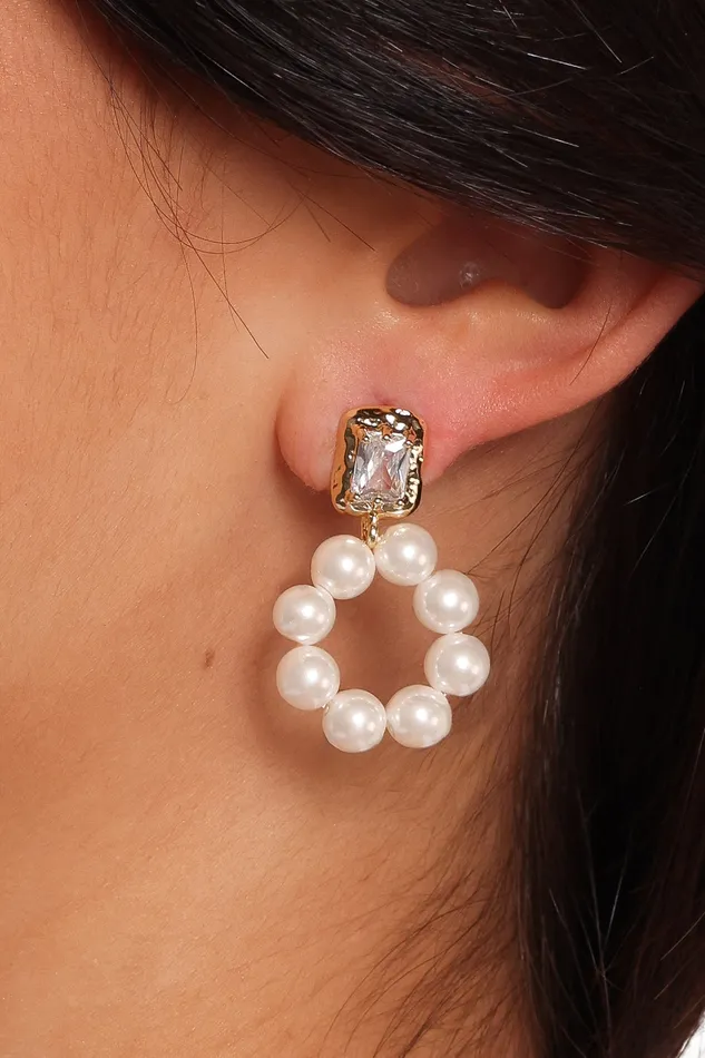 Women Earrings petalandpup Dara Drop Earrings 8211 GoldPearl GoldPearl