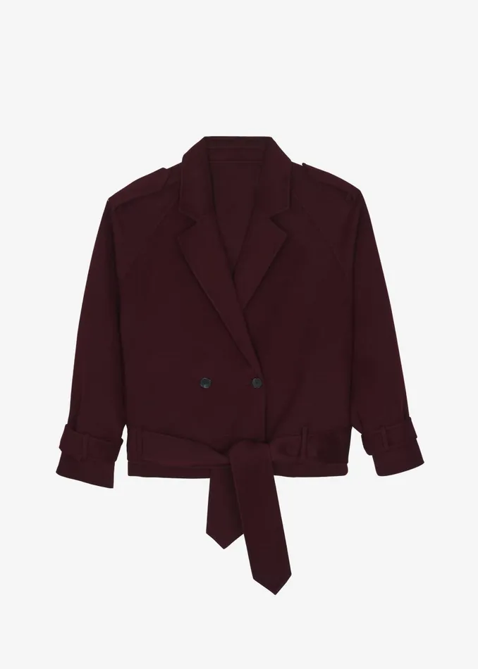 Women Elys Short Wool Trench 8211 Burgundy The Frankie Shop Outerwear