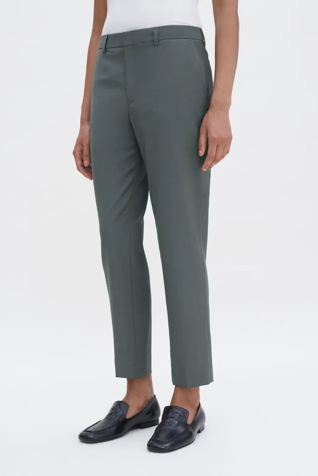 Women Emma Cropped Cool Wool Trousers Green Grey Filippa K Trousers