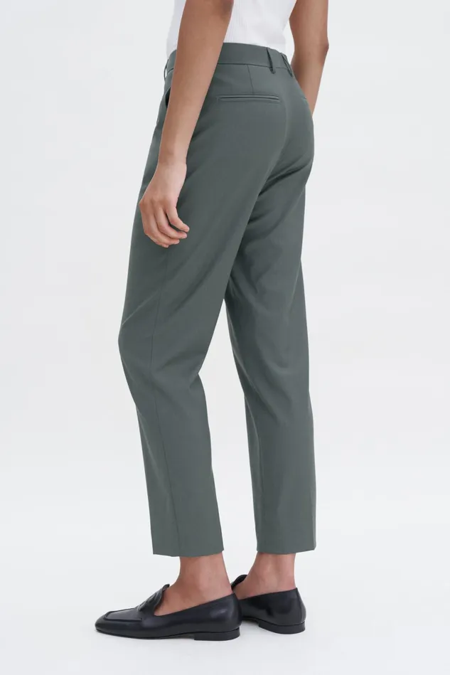 Women Emma Cropped Cool Wool Trousers Green Grey Filippa K Trousers