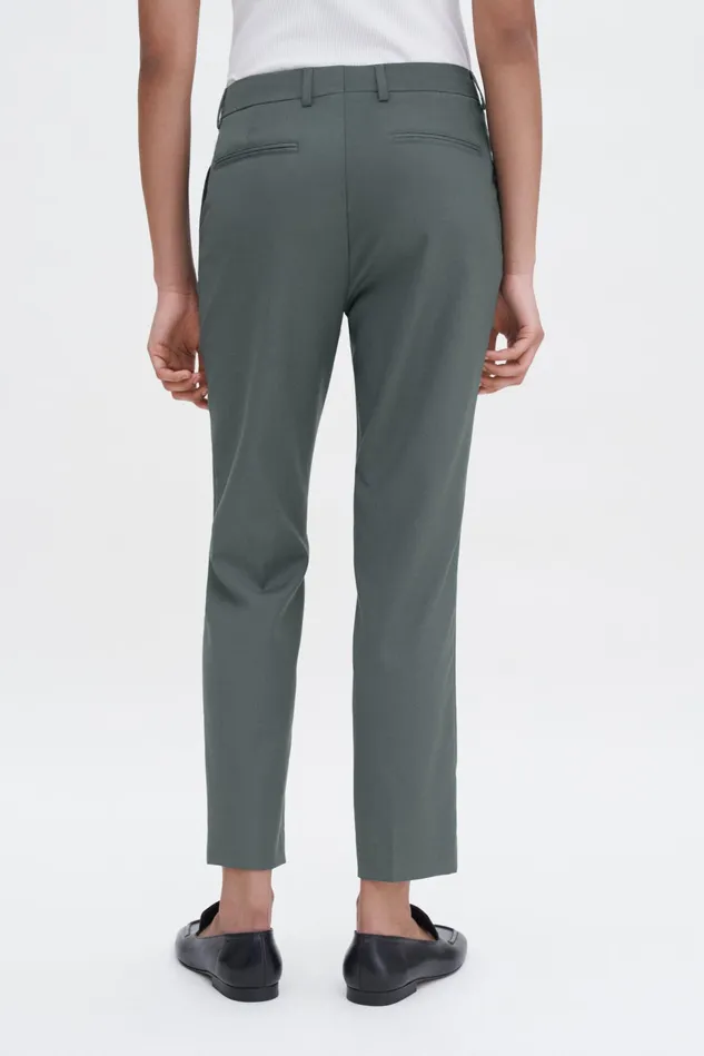 Women Emma Cropped Cool Wool Trousers Green Grey Filippa K Trousers