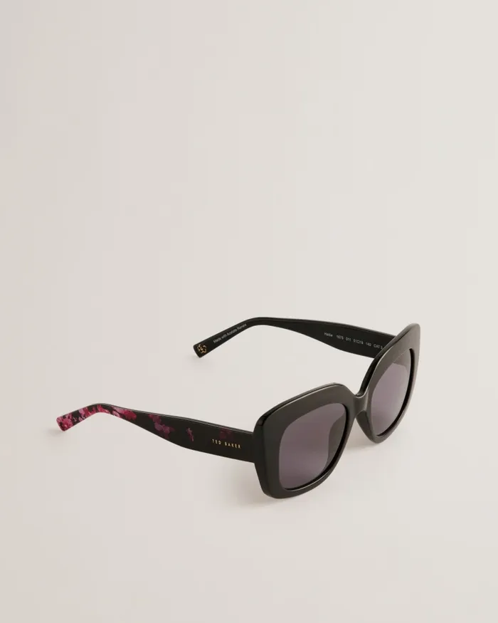 Women ERIIKKA 8211 Oversized Square Floral Detail Sunglasses Black Ted Baker Sunglasses
